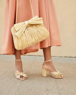 Loeffler Randall Camellia Gold Pleated Bow Heel