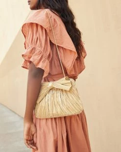 Loeffler Randall Rayne Gold Bow Clutch