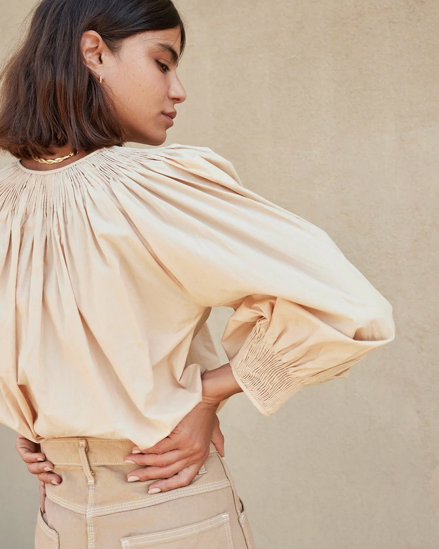 Loeffler Randall Lucia Sand Smocked Blouse