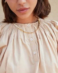Loeffler Randall Lucia Sand Smocked Blouse