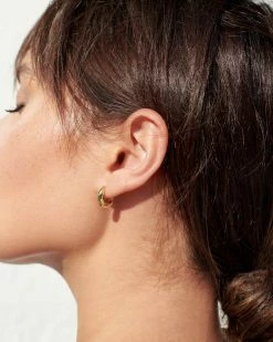 Loeffler Randall Adeline Gold Mini Dome Hoop Earring