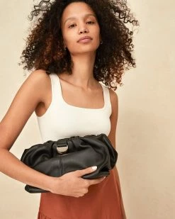 Loeffler Randall Handbags Analeigh Black Gathered Clutch