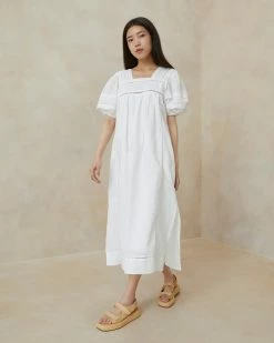 Loeffler Randall August White Puffed Sleeve Dress