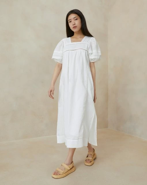 Loeffler Randall August White Puffed Sleeve Dress