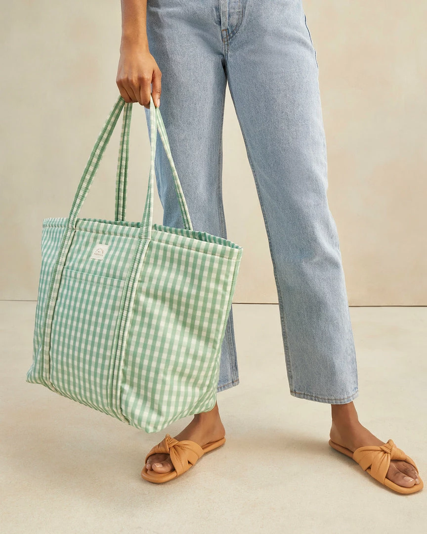 Loeffler Randall Avery Sage Gingham Weekender New Arrivals