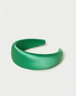 Loeffler Randall Bellamy Emerald Satin Puffy Headband
