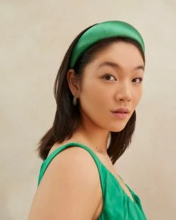 Loeffler Randall Bellamy Emerald Satin Puffy Headband
