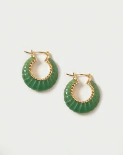 Loeffler Randall Bernadine Jade Scallop Stone Hoop