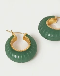 Loeffler Randall Bernadine Jade Scallop Stone Hoop