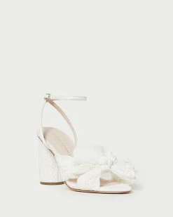 Loeffler Randall Camellia Pearl Broderie Bow Heel Pleats