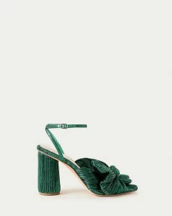 Loeffler Randall Pleats Camellia Bow Heel Emerald