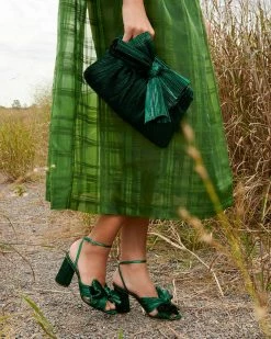 Loeffler Randall Pleats Camellia Bow Heel Emerald