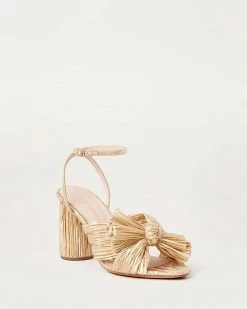 Loeffler Randall Camellia Gold Pleated Bow Heel
