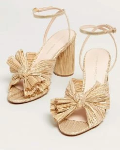 Loeffler Randall Camellia Gold Pleated Bow Heel