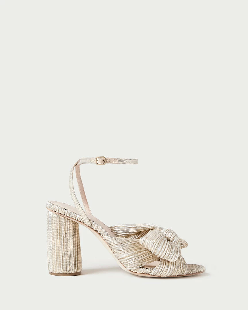 Loeffler Randall Pleats Camellia Platinum Pleated Bow Heel