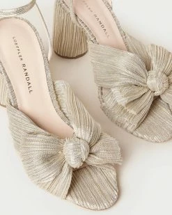 Loeffler Randall Pleats Camellia Platinum Pleated Bow Heel