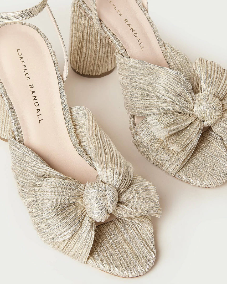Loeffler Randall Pleats Camellia Platinum Pleated Bow Heel