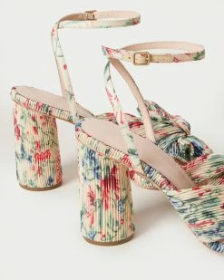 Loeffler Randall Pleats Camellia Tan Floral Bow Heel