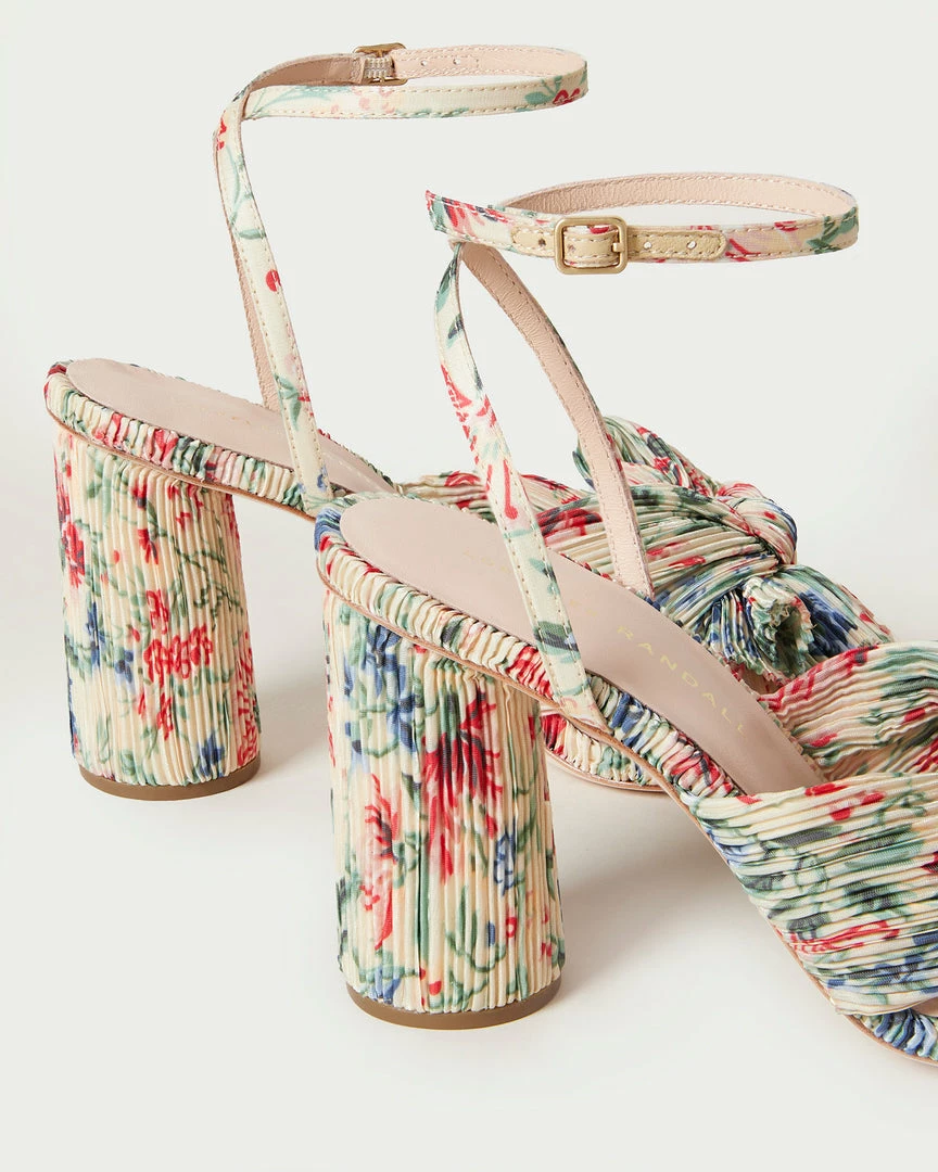 Loeffler Randall Pleats Camellia Tan Floral Bow Heel