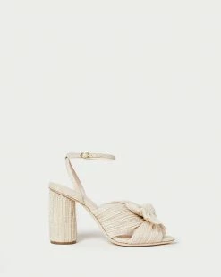 Loeffler Randall Pleats Camellia Cream Sparkle Bow Heel