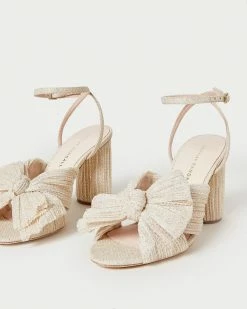 Loeffler Randall Pleats Camellia Cream Sparkle Bow Heel