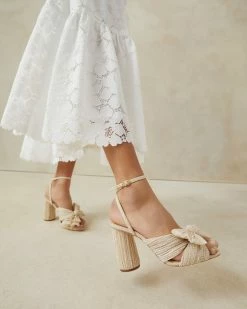 Loeffler Randall Pleats Camellia Cream Sparkle Bow Heel