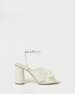 Loeffler Randall Camellia Pearl Rhinestone Bow Heel Pleats