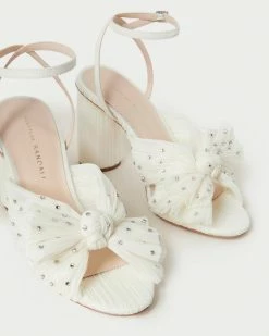 Loeffler Randall Camellia Pearl Rhinestone Bow Heel Pleats