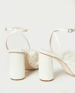 Loeffler Randall Camellia Pearl Rhinestone Bow Heel Pleats