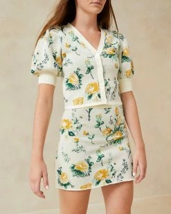 Loeffler Randall New Arrivals Cecilia Floral Jacquard Cardigan