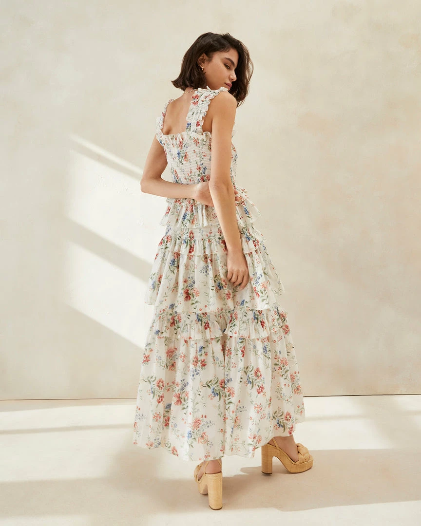 Loeffler Randall Chichi Floral Smocked Tiered Dress New Arrivals