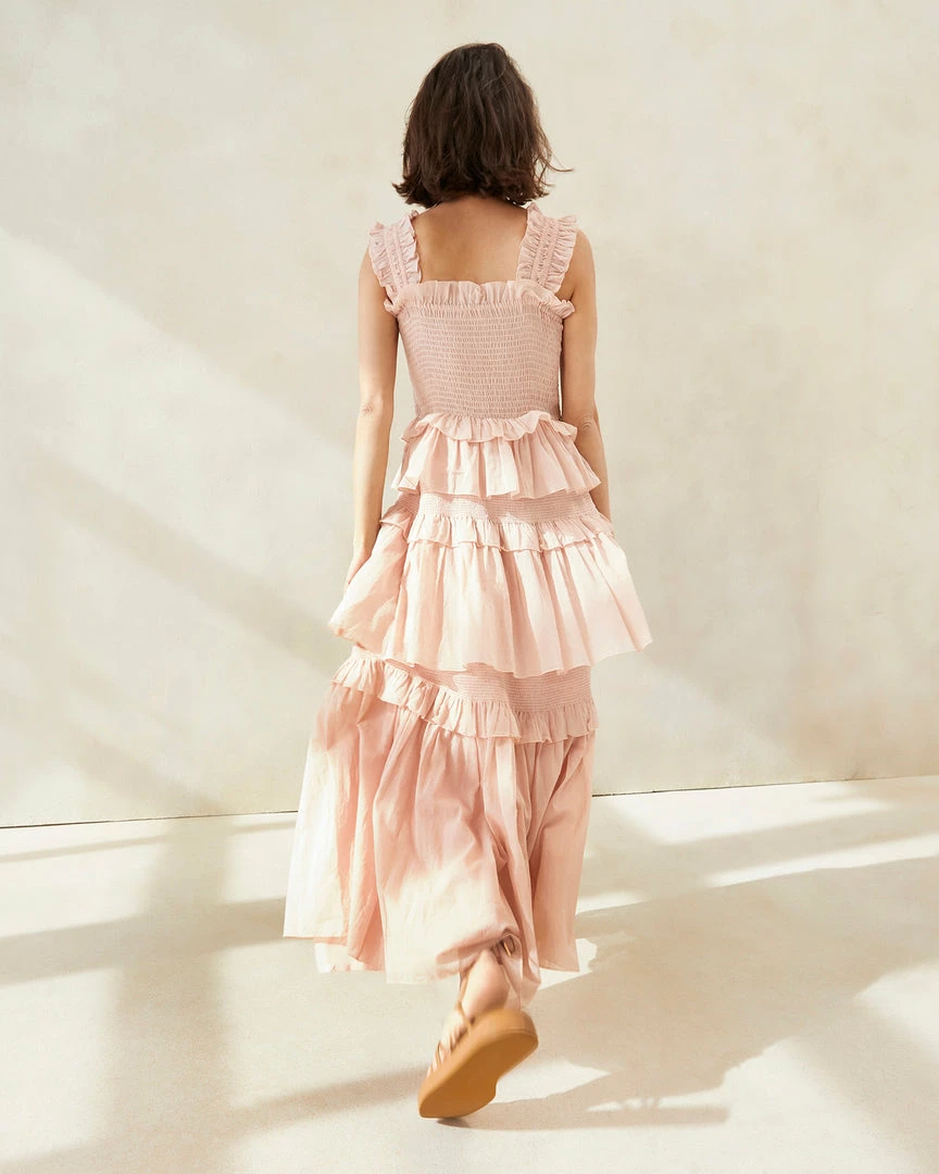 Loeffler Randall Chichi Pink Smocked Tiered Dress New Arrivals