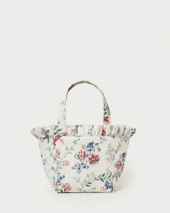 Loeffler Randall Claire Cream Floral Ruffle Tote
