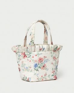 Loeffler Randall Claire Cream Floral Ruffle Tote