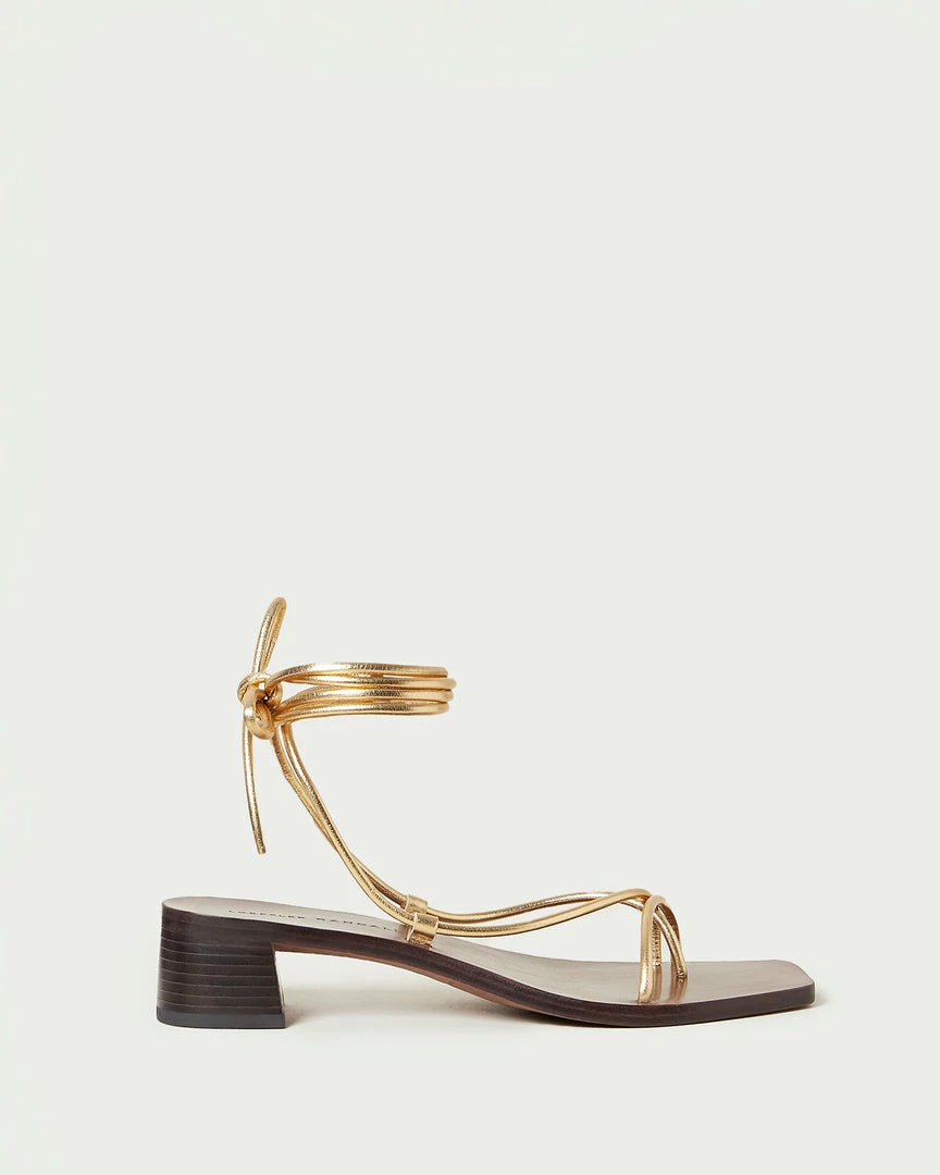 Loeffler Randall New Arrivals Coby Gold Ankle Wrap Heel