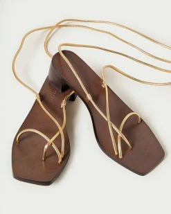 Loeffler Randall New Arrivals Coby Gold Ankle Wrap Heel