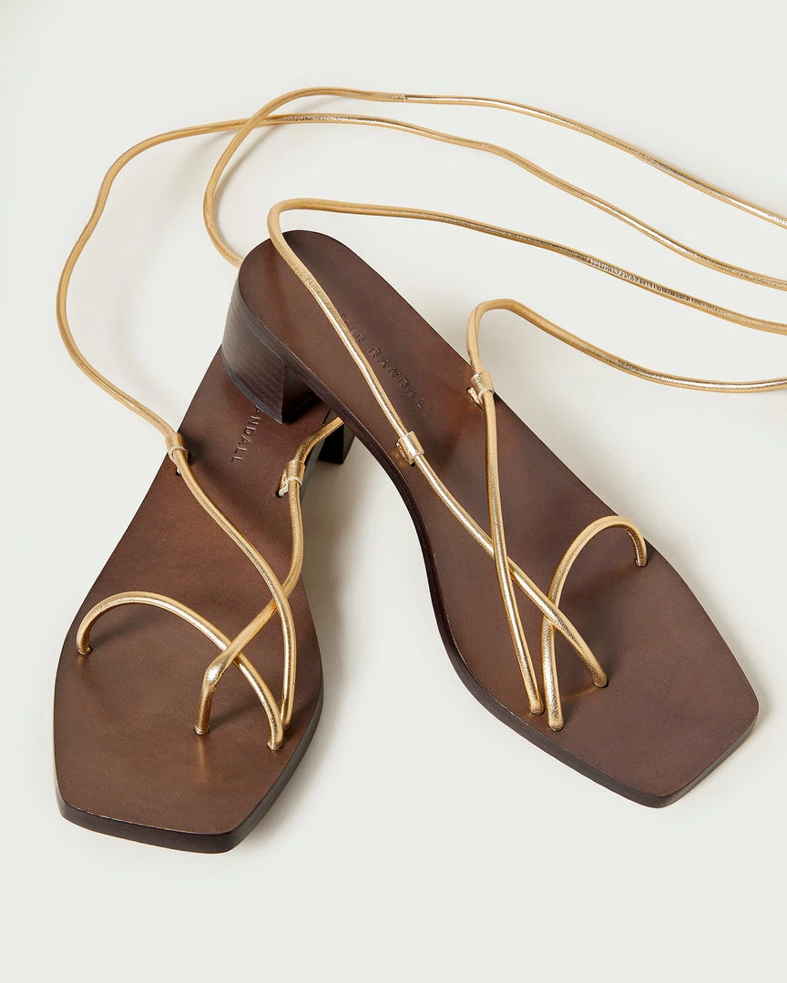 Loeffler Randall New Arrivals Coby Gold Ankle Wrap Heel