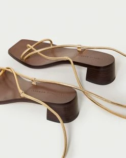 Loeffler Randall New Arrivals Coby Gold Ankle Wrap Heel