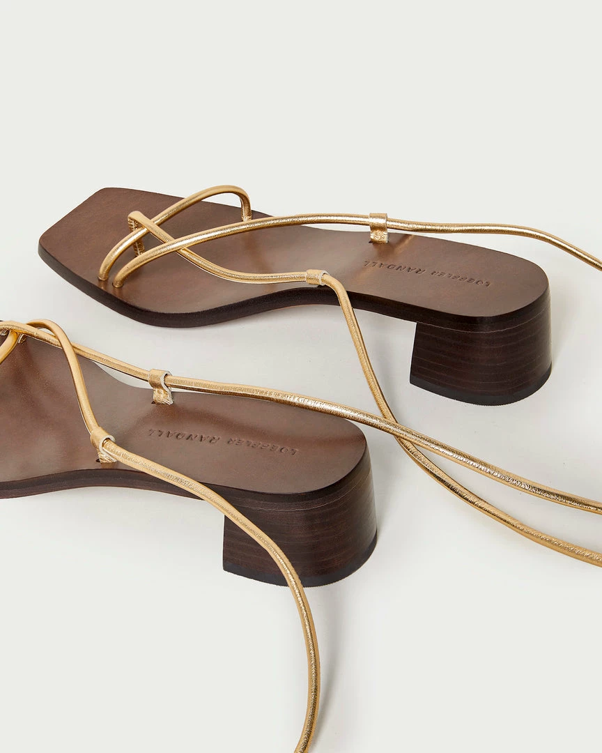 Loeffler Randall New Arrivals Coby Gold Ankle Wrap Heel