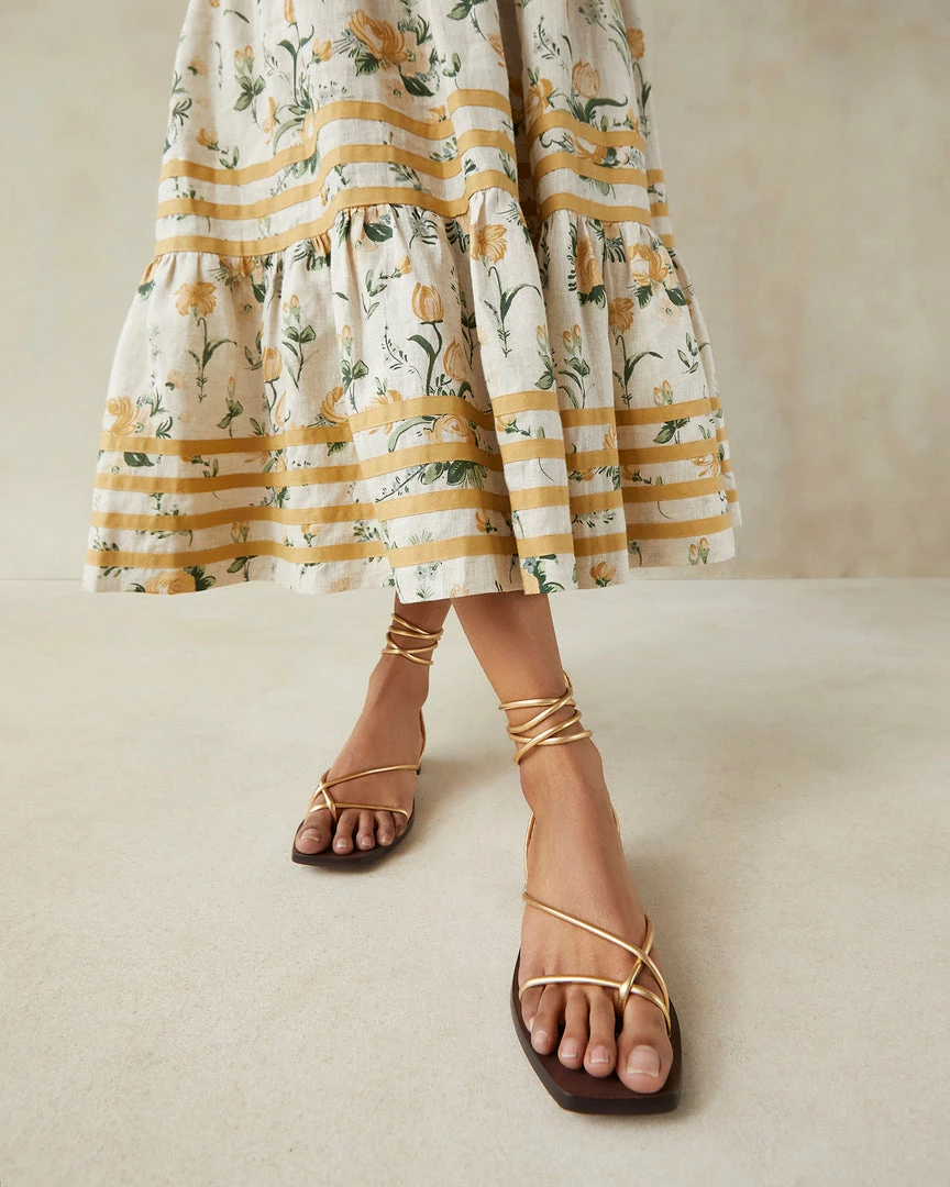 Loeffler Randall New Arrivals Coby Gold Ankle Wrap Heel