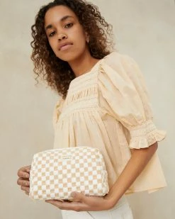 Loeffler Randall Colton Camel Gingham Cosmetic Pouch