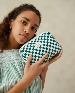 Loeffler Randall Colton Green Gingham Cosmetic Pouch New Arrivals