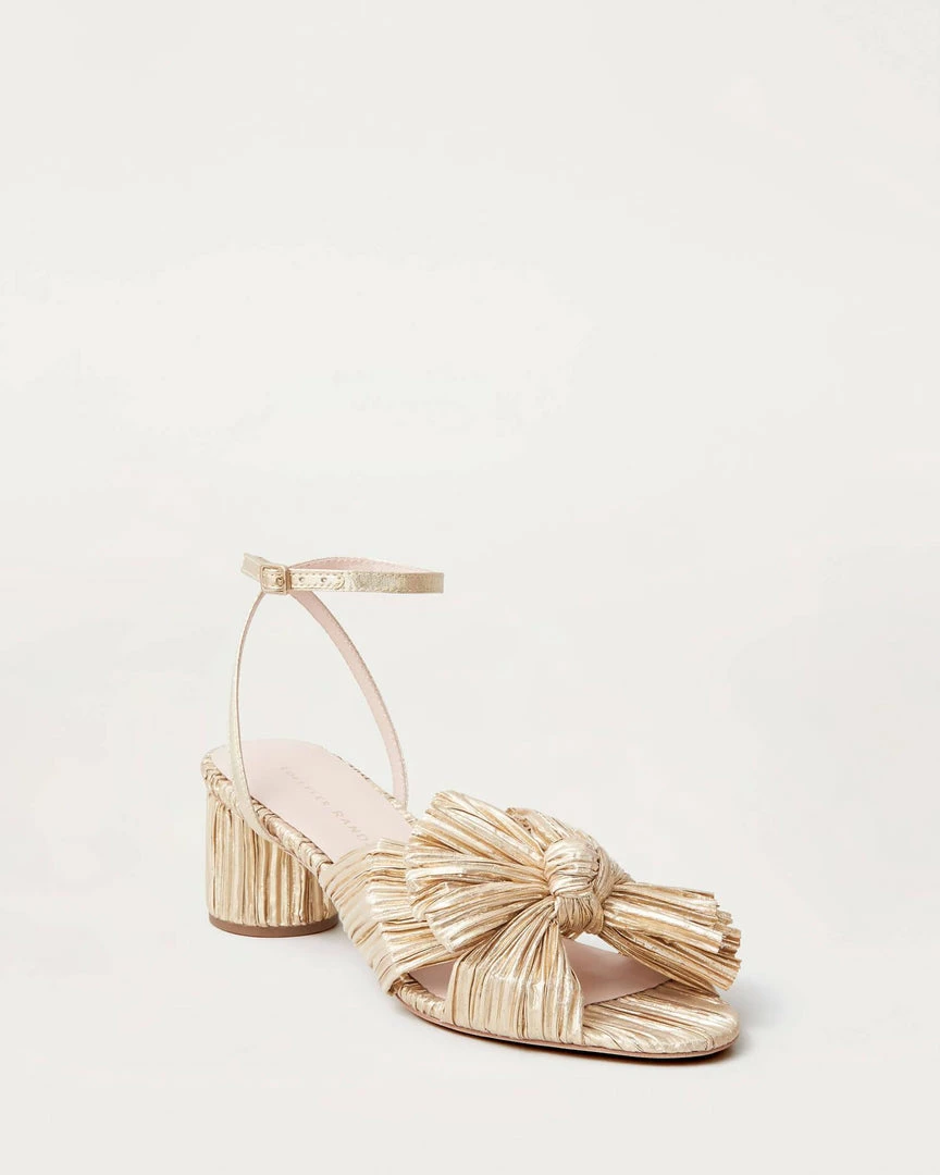 Loeffler Randall Dahlia Gold Pleated Bow Heel