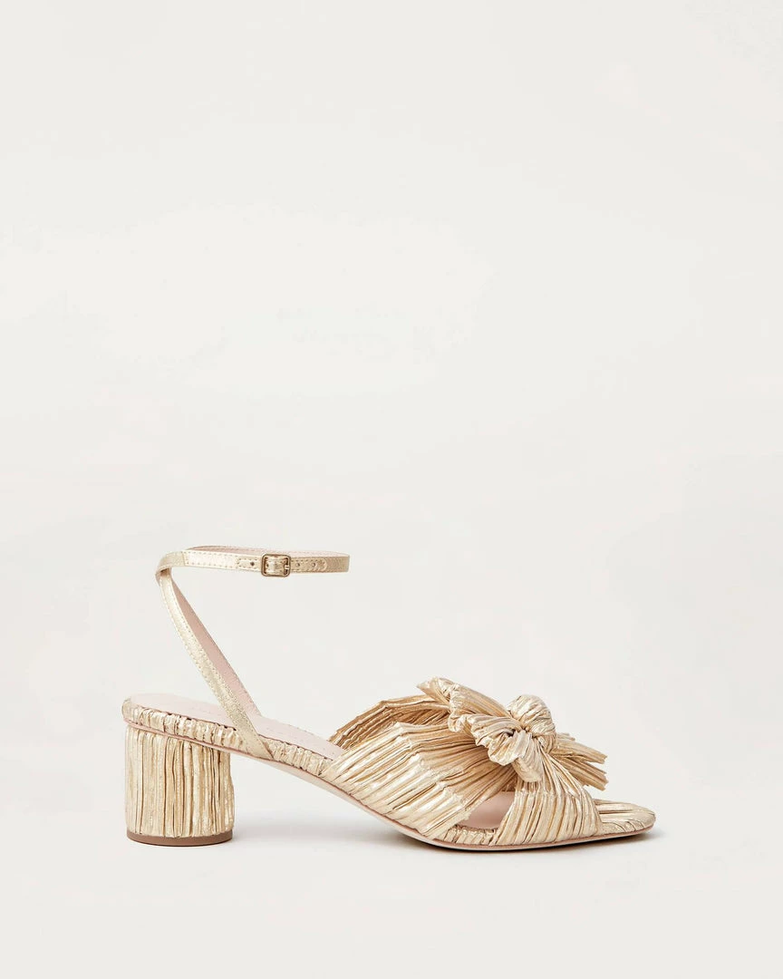 Loeffler Randall Dahlia Gold Pleated Bow Heel