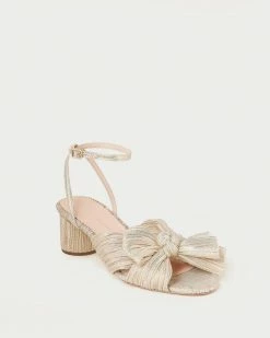 Loeffler Randall Dahlia Platinum Pleated Bow Heel Pleats