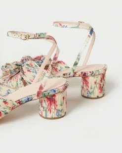 Loeffler Randall Dahlia Tan Floral Bow Heel Pleats