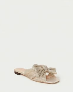 Loeffler Randall Pleats Daphne Pleated Platinum Bow Slide
