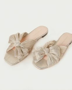Loeffler Randall Pleats Daphne Pleated Platinum Bow Slide