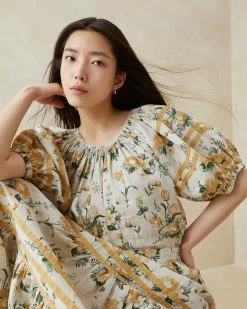 Loeffler Randall Delano Nova Floral Smocked Blouse New Arrivals