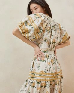 Loeffler Randall Delano Nova Floral Smocked Blouse New Arrivals